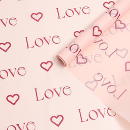 Пленка для цветов матовая, Love, 0,57х10м, розовый