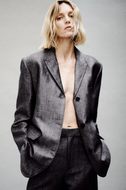 PANTAL?N ANCHO CON LINO ZW COLLECTION / Gris