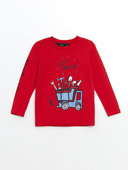 Bisiklet Yaka Bask?l? Erkek ?ocuk Ti??rt