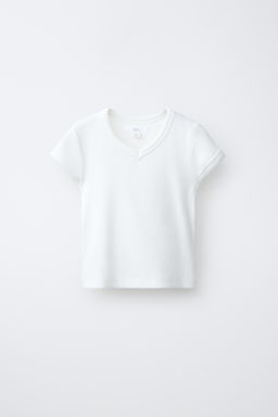 CAMISETA RIB CUELLO PICO / Blanco