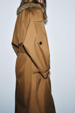 OVERSIZE FAUX FUR COLLAR TRENCH COAT ZW COLLECTION LIMITED EDITION - Zara фото 5