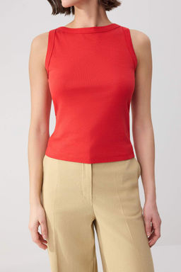 Wardrobe Essentials-Siyah Fitted/Vucuda Oturan Kolsuz Pamuk Ribana Orme Atlet TWOSS26AL00043 - Trendyolmilla фото 11