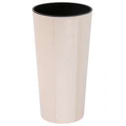 Кашпо для цветов пластмассовое "Камелия" 1,5л, д14см, h26см, со вставкой h13см, полипропилен, светло-серый (Беларусь)