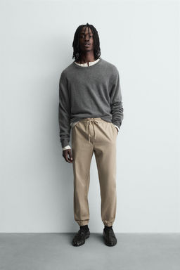 PANTAL?N CINTURA JOGGER SLIM FIT / Beige