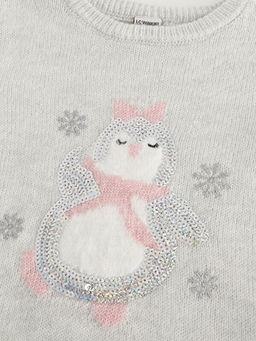 Bisiklet Yaka Desenli Uzun Kollu K?z ?ocuk Triko Kazak - Waikiki фото 3