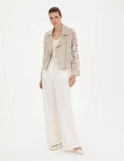 Beyaz Y_ksek Bel Straight Fit Pantolon