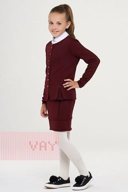 Жакет для девочек 183-7109. 950 бордо/метанит черный