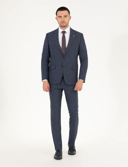 _ndigo Slim Fit Y_n Kar___ml_ Tak_m Elbise