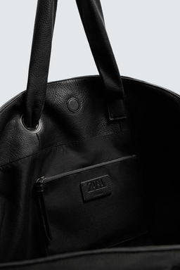 BOLSO SHOPPER PIEL / Negro - Zara фото 10