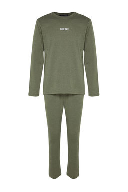 TRENDYOL MAN Lacivert Regular Fit Bask?l? Orme Pijama Tak?m? TMNAW24PT00005 - Trendyolmilla фото 23