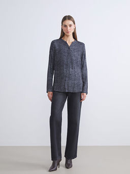 Ka??k Yaka Desenli Bluz