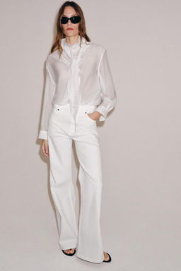 JEANS ZW COLLECTION WIDE LEG TIRO ALTO / Blanco