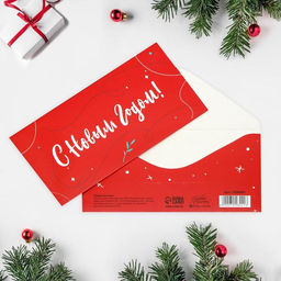Цена за 10 шт. Конверт для денег «С Новым годом», 16.5×8 см