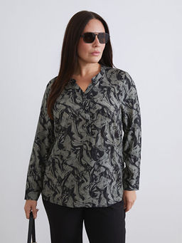 Ka??k Yaka Desenli Bluz