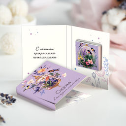 Цена за 2 шт Мини-открытка "Счастья в каждом моменте (птицы и цветы)"