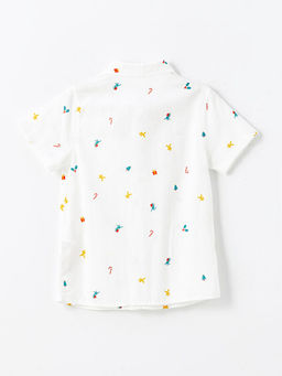 Uzun Kollu Bask?l? Erkek ?ocuk G?mlek