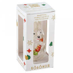 Елочная игрушка фигурка стеклянная Зайчик h9см, прозрачный, ручная художественная роспись, подарочная упаковка (Россия) - Домашняя Мода фото 5