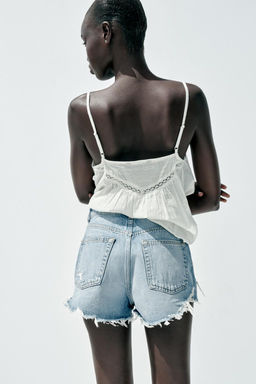 HIGH-WAIST CURVED DENIM SHORTS - Zara фото 24