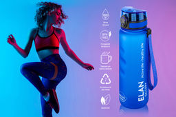 Бутылка для воды 1000 мл 7,8*7,8*28,5 см "Style Matte" с углублениями д/пальцев небесная