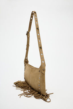 SPLIT SUEDE HANDBAG WITH FRINGING - Zara фото 3