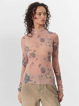 Джемпер женский бежевый из сетки