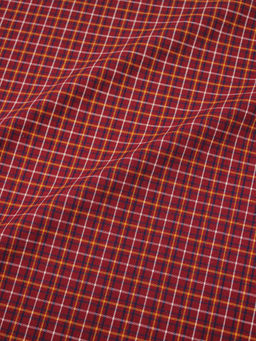 Пестрядь этнографическая под домоткань "Тройная клетка на т.красно-бордовом", ш.1.6м, хлопок-100%