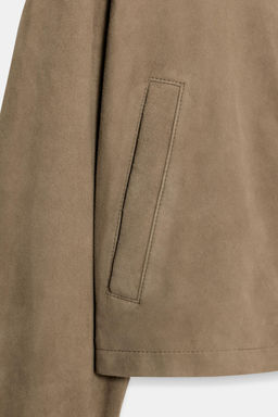 100% LEATHER SHIRT COLLAR JACKET - Zara фото 7