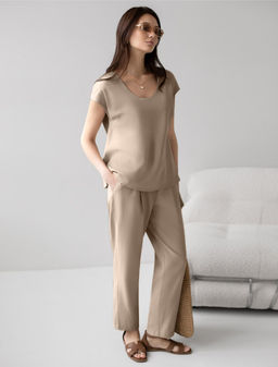 Брюки бананы с поясом на резинке из плотного лиоцелла - Vilatte фото 5