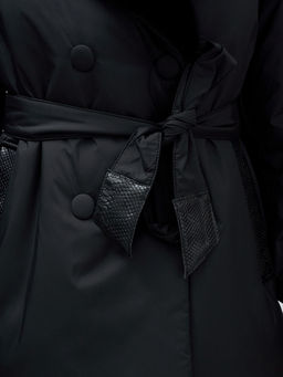 Полупальто зимнее женское с норкой люкс класса черного цвета 8632Ch - Mtforce фото 17