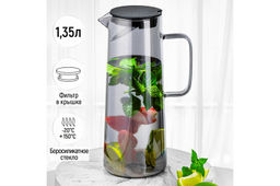 Кувшин 1,35 л 14*10,5*25 см Crystal glass + пластиковая крышка с метал. фильтром и сил.проклад - Elan gallery фото 11