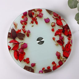 Подставка для торта Доляна «Розы в шоколаде», d=32 см, вращающаяся, стекло, разноцветнаяㅤ