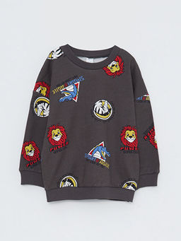 Bisiklet Yaka Uzun Kollu Bask?l? Erkek Bebek Sweatshirt