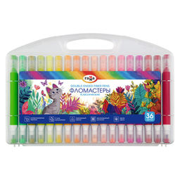 Фломастеры ГАММА двухсторонние "Классические" 36цв. (26032025_360) суперсмываемые, в пласт. боксе