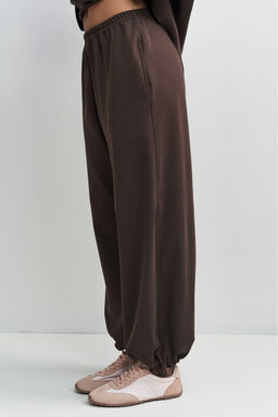Брюки хлопковые на кулиске Коричневый - Erist store фото 4