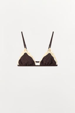 SUJETADOR VISCOSA 100% BORDADOS ENCAJE / Marr?n oscuro - Zara фото 3