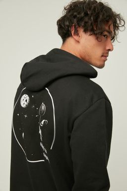 TRENDYOL MAN Siyah Regular/Normal Kesim Kapusonlu Uzay Bask?l? Sweatshirt TMNAW21SW0635 - Trendyolmilla фото 4