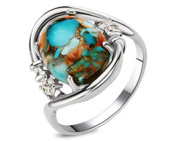 Кольцо, бирюза устричная голубая, СПН4204