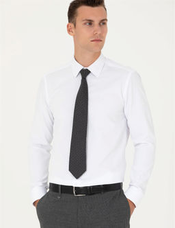 Beyaz Slim Fit Uzun Kollu Basic G_mlek