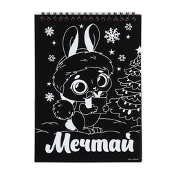 Блокнот гравюра - раскраска на новый год «Поверь в мечту», 10 листов