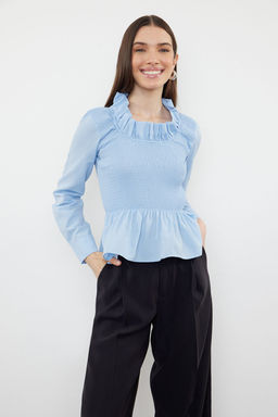 Ekru F?rf?rl? Gipeli Dokuma Bluz TWOSS24BZ00531 - Trendyolmilla фото 6