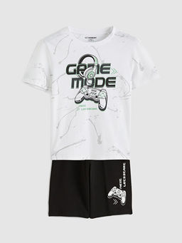 Bask?l? Erkek ?ocuk ?ortlu Pijama Tak?m?