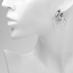 Серьги со съёмным элементом Трансформер цветок, цвет бело-синий в серебре - Qf фото 3