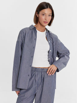 Рубашка женская в темно-синюю полоску т.синяя полоска 502985