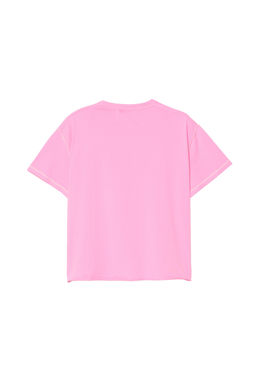 CAMISETA EFECTO REV?S TEXTO LAVADO CRUSH / Rosa