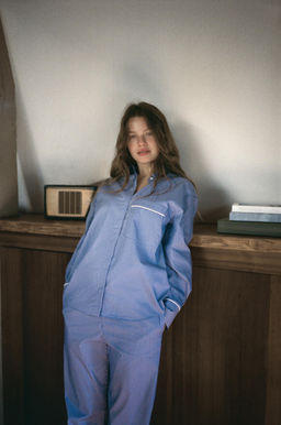 STRIPED PYJAMA-STYLE TROUSERS WITH CONTRAST