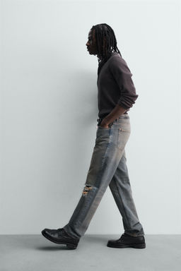 JEANS STRAIGHT FIT ROTOS / Azul tinta - Zara фото 6