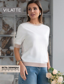 Джемпер с коротким рукавом тонкой вязки из вискозы с люрексом