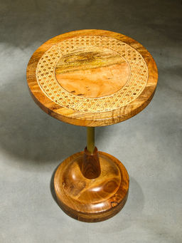 Столик кофейный, 35×35×55 см, манговое дерево, алюминий, коричневый