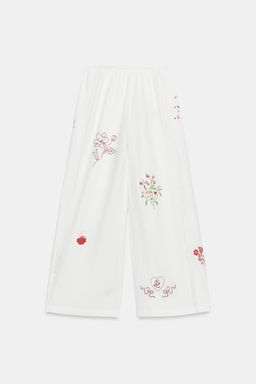 PANTAL?N LARGO BORDADOS / Blanco - Zara фото 8
