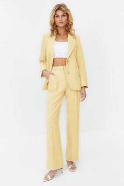 TRENDYOLMILLA Limited Edition Vizon Straight/Duz Kesim Pilili Dokuma Kumas Pantolon TWOAW23PL00401 фото 8